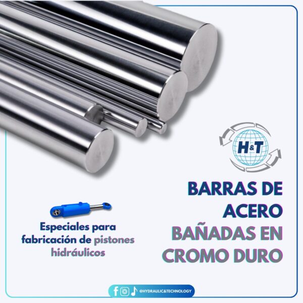 Barra cromada dura, de distintas medidas y diámetros, ideal para la fabricación y mantenimiento de pistones hidráulicos