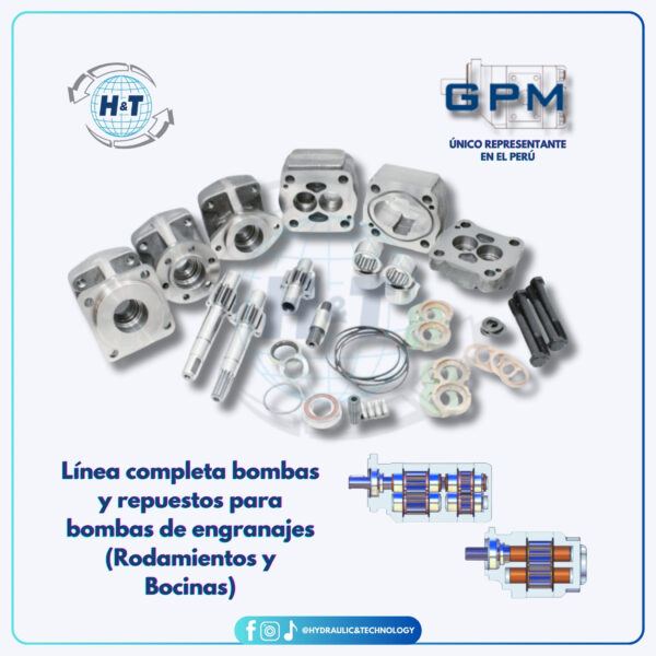 Línea completa de bombas de engranajes y repuestos (rodamientos y bocinas)